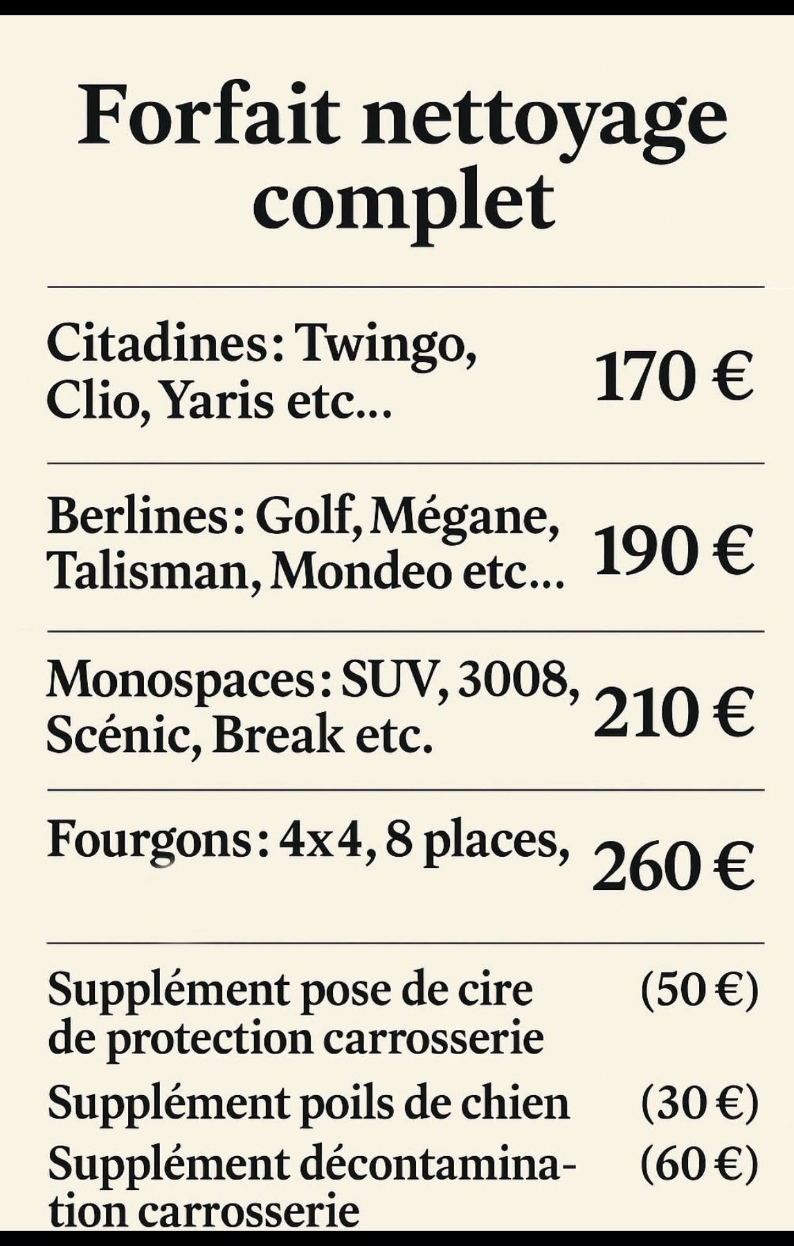 tarifs de djo esthetique auto